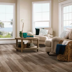 Multi tone luxury vinyl plank flooring in living room | Coleman's Flooring & Blinds