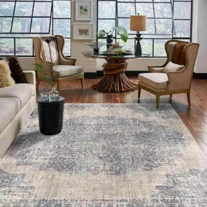 patterned area rug in living room | Coleman's Flooring & Blinds